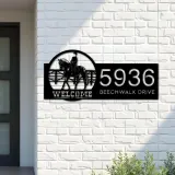 Custom Metal Horse Rider welcome Metal Address Sign, House number, Outdoor Number Signage, Yard Sign Address Plate