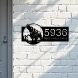 Custom Metal Grizzly bear Metal Address Sign, House number, Outdoor Number Signage, Yard Sign Address Plate002