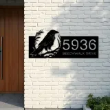 Custom Metal Crow Raven Metal Address Sign, House number, Outdoor Number Signage, Yard Sign Address Plate