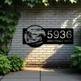 Custom Metal Waves palm tree Metal Address Sign, House number, Outdoor Number Signage, Yard Sign Address Plate