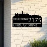 Custom Metal Colorado Springs city skyline Metal Address Sign Hanging Address Plaque house number Yard Outdoor Sign
