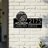 Custom Metal Cavapoo dog US flag glasses Metal Address Sign House number Hanging Address Plaque Yard Sign Outdoor decor