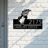 Custom Metal Peeking Parrot Corella Wild animal wildlife Metal Address Sign, House number, Outdoor Number Signage, Yard Sign Address Plate