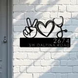Custom Metal Peace love nursing Nurse Metal Address Sign, House number, Outdoor Number Signage, Yard Sign Address Plate