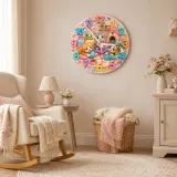 Playful Pastel Kittens Kids Room Wall Clock