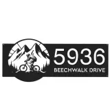 Custom Metal Mountain biker Bicycle rider MTB Metal Address Sign, House number, Outdoor Number Signage, Yard Sign Address Plate