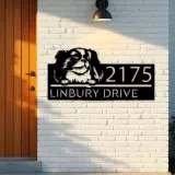 Custom Metal Japanese Chin dog Puppy Metal Address Sign House number Hanging Address Plaque Yard Sign Outdoor decor