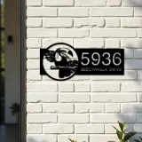 Custom Metal Pelican bird Metal Address Sign Custom Hanging Address Plaque House number Yard Sign Outdoor Sign