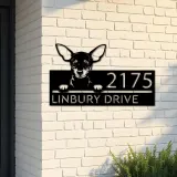 Custom Metal Miniature pinscher dog cute puppy Metal Address Sign House number Hanging Address Plaque Yard Sign Outdoor decor