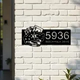 Custom Metal Casino poker Metal Address Sign Custom House number Hanging Address Plaque Yard Sign Outdoor