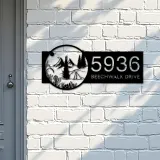 Custom Metal Camping outdoor campfire Metal Address Sign, House number, Outdoor Number Signage, Yard Sign Address Plate