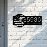 Custom Metal Fighter Jet airplane US flag Metal Address Sign House number Hanging Address Plaque Yard Sign Outdoor