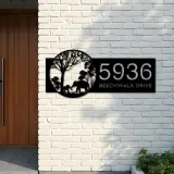 Custom Metal Elephants mother and child in forest Metal Address Sign, House number, Outdoor Number Signage, Yard Sign Address Plate