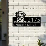 Custom Metal Labrador dog Cute puppy Metal Address Sign House number Hanging Address Plaque Yard Sign Outdoor decor