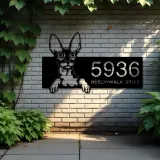 Custom Metal Cornish rex Cute peeking cat kitten Metal Address Sign, House number, Outdoor Number Signage, Yard Sign Address Plate