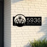 Custom Metal Bodybuilder gymer Metal Address Sign Custom House number Hanging Address Plaque Yard Sign Outdoor