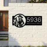 Custom Metal Cowgirl on Horse Metal Address Sign, House number, Outdoor Number Signage, Yard Sign Address Plate