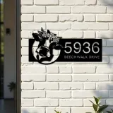 Custom Metal Floral Cow Ranch farmhouse farm animal Metal Address Sign, House number, Outdoor Number Signage, Yard Sign Address Plate