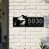 Custom Metal Duck hunting Metal Address Sign, House number, Outdoor Number Signage, Yard Sign Address Plate