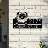 Custom Metal Pekingese dog Puppy Metal Address Sign House number Hanging Address Plaque Yard Sign Outdoor decor