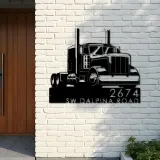 Custom Metal Trucker semi truck driver Metal Address Sign, House number, Outdoor Number Signage, Yard Sign Address Plate