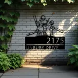 Custom Metal Cricket player sport Metal Address Sign, House number, Outdoor Number Signage, Yard Sign Address Plate