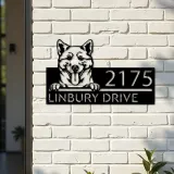 Custom Metal Shiba Inu Dog Cute puppy Metal Address Sign House number Hanging Address Plaque Yard Sign Outdoor decor