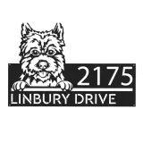 Custom Metal Cairn Terrier dog cute puppy Metal Address Sign House number Hanging Address Plaque Yard Sign Outdoor decor