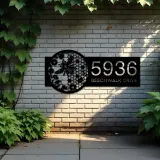 Custom Metal Beehive flowers honeycomb Metal Address Sign Custom House Number Hanging Address Plaque Yard Sign Outdoor Sign
