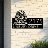 Custom Metal Goldendoodles dog Cute puppy Metal Address Sign House number Hanging Address Plaque Yard Sign Outdoor decor