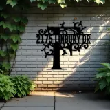 Custom Metal Floral Monogram Split Letter F Metal Address Sign House number Hanging Address Plaque Yard Sign Outdoor decor