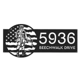 Custom Metal Coal miner on US flag Metal Address Sign, House number, Outdoor Number Signage, Yard Sign Address Plate