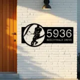 Custom Metal Tennis player sport Metal Address Sign, House number, Outdoor Number Signage, Yard Sign Address Plate