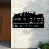 Custom Metal Arlington city skyline Metal Address Sign Hanging Address Plaque house number Yard Outdoor Sign