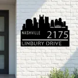 Custom Metal Nashville city skyline Metal Address Sign Hanging Address Plaque house number Yard Outdoor Sign