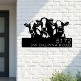 Custom Metal Cows Farmhouse ranch animals Metal Address Sign, House number, Outdoor Number Signage, Yard Sign Address Plate