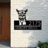 Custom Metal Peeking Llama farm animal ranch Metal Address Sign, House number, Outdoor Number Signage, Yard Sign Address Plate