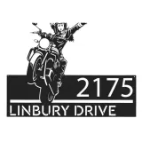 Custom Metal Girl biker bike rider Metal Address Sign, House number, Outdoor Number Signage, Yard Sign Address Plate