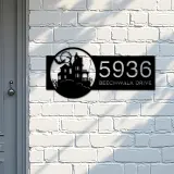 Custom Metal Halloween house Metal Address Sign, House number, Outdoor Number Signage, Yard Sign Address Plate