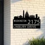 Custom Metal Washington city skyline Metal Address Sign Hanging Address Plaque house number Yard Outdoor Sign