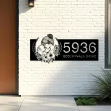 Custom Metal Floral Mom And Baby Metal Address Sign, House number, Outdoor Number Signage, Yard Sign Address Plate