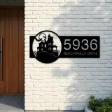 Custom Metal Halloween house Metal Address Sign, House number, Outdoor Number Signage, Yard Sign Address Plate
