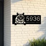 Custom Metal Balinese Cute peeking cat kitten Metal Address Sign, House number, Outdoor Number Signage, Yard Sign Address Plate