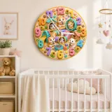 Reloj de pared para niños con hámster en un parque infantil | Decoración de guardería de animales en tonos pastel, regalo de cumpleaños para amantes de las mascotas (34.5 cm)