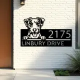 Custom Metal Jack Russell dog Cute puppy Metal Address Sign House number Hanging Address Plaque Yard Sign Outdoor decor