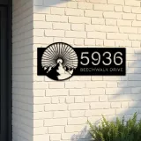 Custom Metal Mountain scene Metal Address Sign, House number, Outdoor Number Signage, Yard Sign Address Plate001