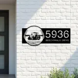Custom Metal Tractor on farm field Metal Address Sign, House number, Outdoor Number Signage, Yard Sign Address Plate
