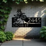 Custom Metal Dirtbike Motocross rider Mountain climbing Metal Address Sign, House number, Outdoor Number Signage, Yard Sign Address Plate