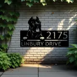Custom Metal Cane corso dog Puppy Metal Address Sign House number Hanging Address Plaque Yard Sign Outdoor decor