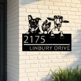 Custom Metal German shepherd chicken and goat Metal Address Sign, House number, Outdoor Number Signage, Yard Sign Address Plate